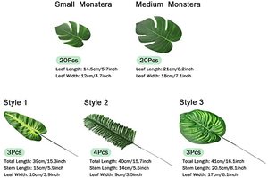 Feuilles de palmier artificielles, 7/13 sortes, feuille tropicale dorée avec tiges, décorations de feuilles de <span class=keywords><strong>Jungle</strong></span> - Product Image 3