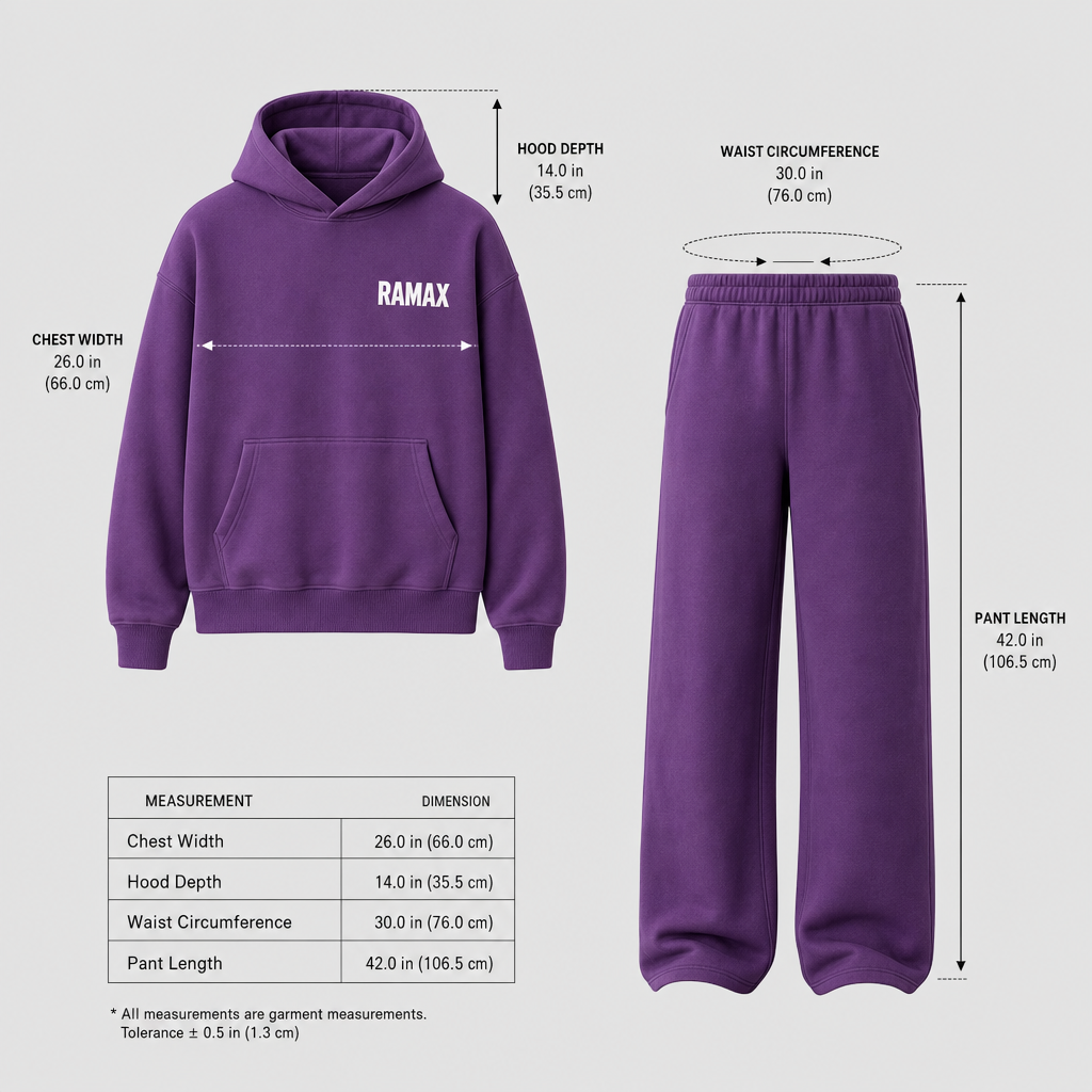 RAMAX Custom Oversized Heavyweight Fleece Hoodie Set Tracksuit Sweatpants Two Piece Set Wholesale Gym Wear OEM Factory · image 2