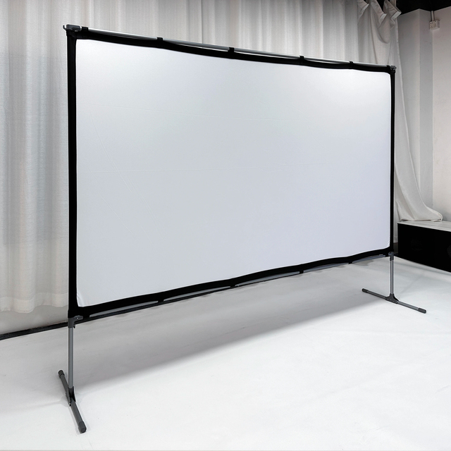 Fast-folding Lightweight Aluminum Alloy Outdoor Projection Screen 100 Inch 16:9 Full HD 4K/8K with Stand