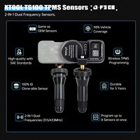 Capteur de pression des pneus en caoutchouc XTOOL TS100 PRO TPMS, réparation des pneus, surveillance de la pression, 315 MHz, 433 MHz, 2 en 1, programmable