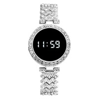 Jam Tangan Digital Mewah Sport Wanita Grosir, Bahan Paduan Baja Anti Karat, Layar LED, Unisex, Model Gelang untuk Wanita