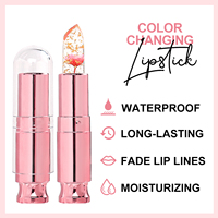 FATAZEN Rouge à lèvres vegan imperméable sans cruauté, transparent, hydratant, cristal, rouge à lèvres personnalisé avec des fleurs