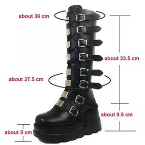 Nouvelles Bottes Punk Femme 2026 Style Européen et Américain à Boucle Métallique, Plateforme, Hauteur Genou, Grande Taille - Product Image 5