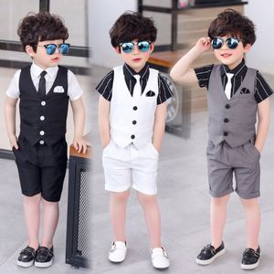 Ensemble de vêtements pour enfants, costume de cérémonie pour bébé garçon, gilet, chemise, short, tenue de fête d'anniversaire pour garçon - Product Image 5