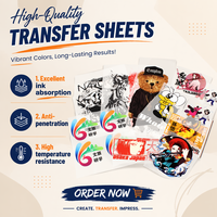 Transferts DTF personnalisés, impression de transfert de haute qualité, autocollants de transfert thermique en plastisol pour vêtements