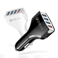 Pengisi Daya Mobil Cepat QC3.0 12C 24V 32V 66W Empat Port USB Pengisian Multi-Perangkat OVP untuk iPhone Termasuk Tas Bersertifikasi CE Rohs FCC