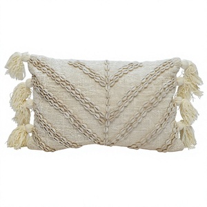 High Quality <b>Indian</b> Cotton Bohemian Pillow Cover Decorative Tassel <b>Throw</b> Pillow with Vintage Pattern - Product Image 1