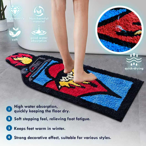 Non-slip Irregular Shape Flocking <strong>Bath</strong> <strong>Mat</strong> <strong>Funky</strong> Maximalist Style 38mm High Pile Cloud-touch Fleece Shower Room Entrance - Product Image 4