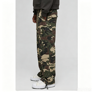 Pantalones de trabajo de camuflaje de largo completo para hombre, estilo urbano, antipilling, de peso pesado, para verano y otoño, con proceso de costura de diamante, venta al por mayor - Product Image 4