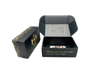 Kotak pembungkus bergelombang kotak pembungkus pengiriman online hitam grosir kustom untuk hadiah