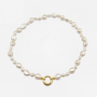 Collar de Perlas Barrocas Naturales con Cuentas Irregulares, Chapado en Oro de 18K sobre Plata de Ley 925