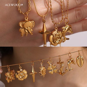 จี้สัตว์ทะเลสแตนเลสสตีลชุบทอง 18K PVD สำหรับเด็ก รุ่น Golden Voyage Fortune สัญลักษณ์นำโชค สไตล์ทันสมัย - Product Image 2