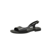 Sandales d'été en cuir à bout ouvert pour femme, antidérapantes, super confortables, respirantes, élégantes, à bout carré, à enfiler, avec bride arrière