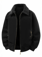 Blouson bomber noir doublé en sherpa pour homme, fermeture éclair, vêtement d'extérieur décontracté, veste d'hiver Motorhead