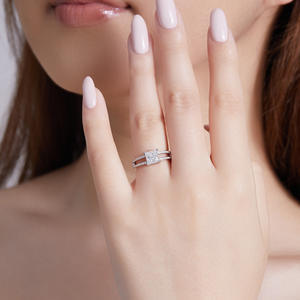 无关税6 * 6毫米公主切割GRA VVS Moissanite结婚戒指925纯银订婚承诺女士戒指 - Product Image 5