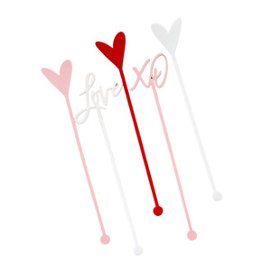ชุดไม้คนค็อกเทลรูปหัวใจ 5 ชิ้น อะคริลิค ของขวัญตกแต่งเค้กสำหรับวันวาเลนไทน์ - Product Image 4