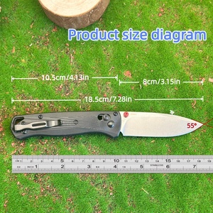 Cuchillo Plegable BM535BK de Acero Inoxidable con Punta de Gota, Mango Negro y Perilla para el Pulgar, para Uso en Exteriores y EDC - Product Image 6