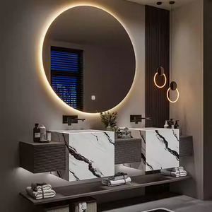 Lavabo de <span class=keywords><strong>columna</strong></span> suspendida de estilo de hotel de lujo de gama alta, gabinete de <span class=keywords><strong>baño</strong></span>, losa de roca, lavabo de cerámica sin costuras, gabinete de lavabo - Product Image 2