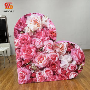 SMOOTH Customized Ruffled Fabric <b>Pink</b> Heart Arch for Wedding Decoration <b>Backdrop</b> - Product Image 5
