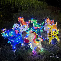 Balon Foil Hewan Berjalan LED Menyala Grosir Dengan Roda & Tali Unicorn Gajah untuk Anak-Anak Mainan Kios Jalanan Hiburan Luar Ruangan