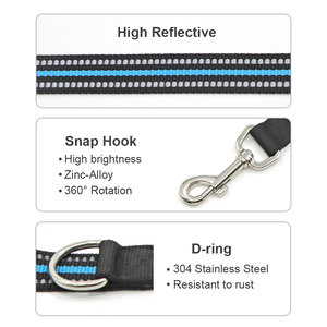 Laisse pour chien en nylon réfléchissant avec fermoir métallique, style simple rayé noir, pour chiens - Product Image 6