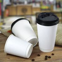 Gobelets à café jetables biodégradables Fangcan, 12 oz, en papier blanc, lot de 100, design épaissi, style simple, pour fêtes, événements, boissons chaudes