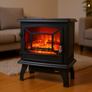 Chimenea Eléctrica de 17 Pulgadas, 1400W, Independiente, con Control de Temperatura, Llama Decorativa, Perilla de Control, NTC, Metal Negro - Product Image 2