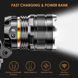 <span class=keywords><strong>1000</strong></span> lúmenes Zoom cabeza antorcha lámpara Sensor inducción impermeable Zoom XHP50 Led faro recargable para Camping pesca - Product Image 2