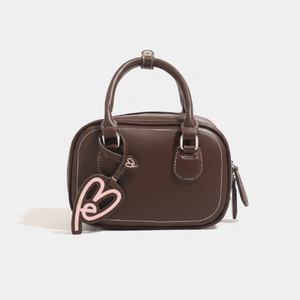 Sac à bandoulière de luxe pour femme, simple, bicolore, grande capacité, avec fermeture éclair, doublure géométrique en polyester - Product Image 1