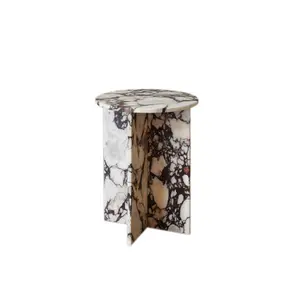 Suporte de mármore personalizado calacata natural, suporte de mármore calcutta viola para mesa lateral, sala de estar