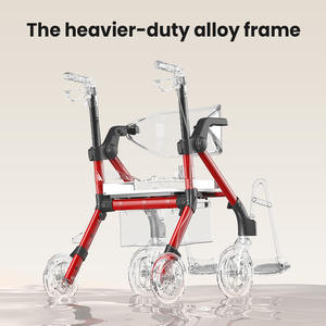 軽量ローレーターウォーカー調節可能なシート折りたたみ式アルミフレーム4輪ウォーキングモビリティエイド高齢者用 - Product Image 5