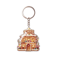 Porte-clés en résine acrylique Maison de pain d'épices Candy Factory, Décoration sucette, Porte-clés maison de biscuits de Noël, Breloque de sac de Noël