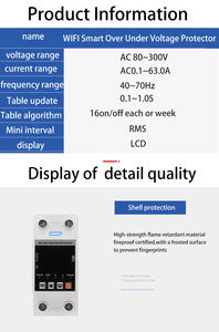 Protecteur automatique intelligent de tension de surtension/sous-tension réglable, monophasé, AC, 40A, 63A, <span class=keywords><strong>220V</strong></span>, LCD, RMS, WiFi - Product Image 4