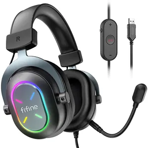 Fifine H6X 7.1 Channel over-ear Wired Headphones RGB Headset Gaming Headphones Gmaer Headphone Gaming Mic Headset Gaming Headset