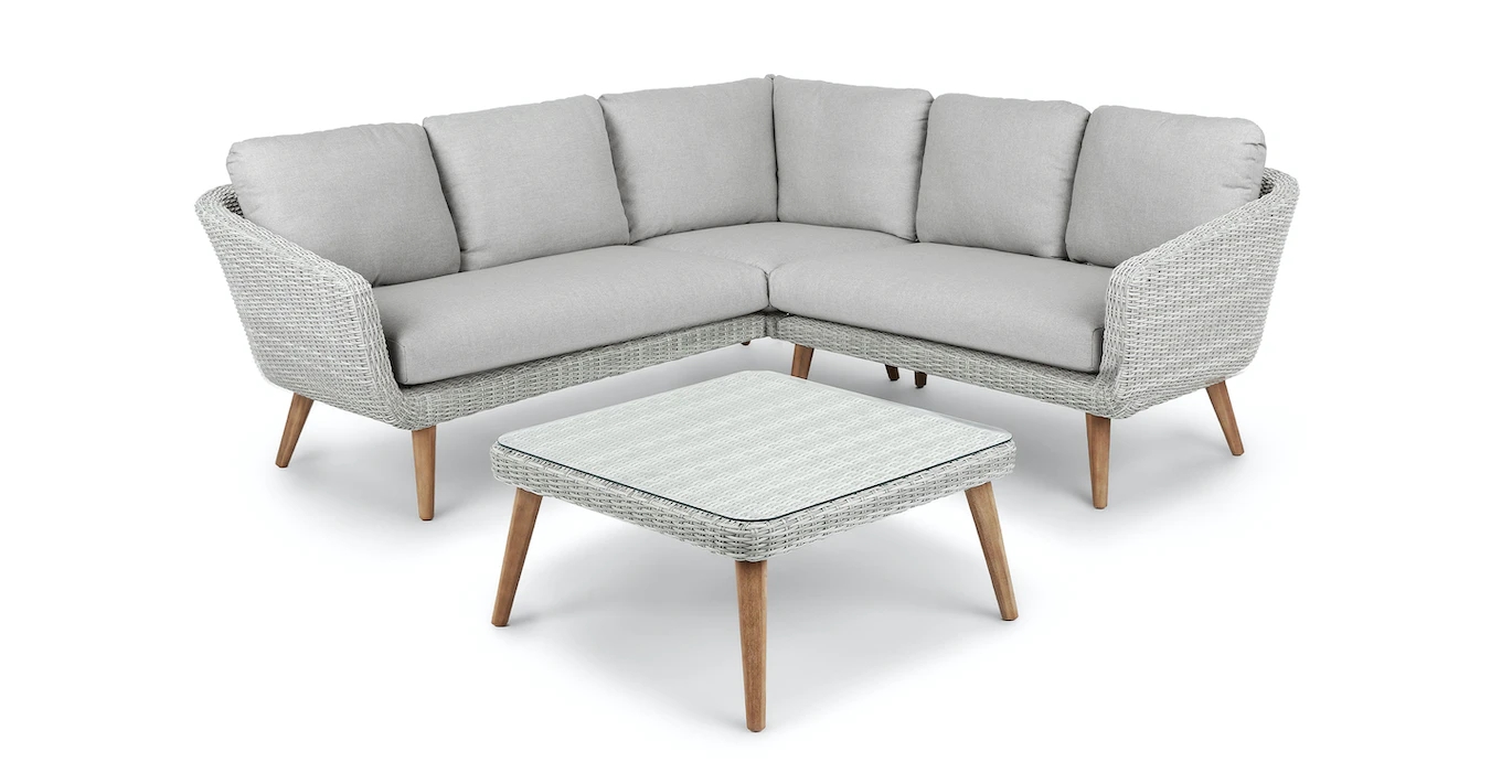rattan sofa set L shape villa furniture  large size wicker sectional set sofa