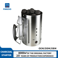 Allume-charbon rond en acier inoxydable Pinnovo pour barbecues au charbon, camping et usage extérieur