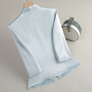 Women's White Three Quarter Sleeve Blazer Lightweight Solid Color Polyester Breathable Spring Summer Professional Casual Fit - Product Image 4