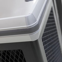 Comptoir de caisse en forme de L sur mesure pour usine, comptoir de caisse de supermarché en métal durable avec armoires de rangement