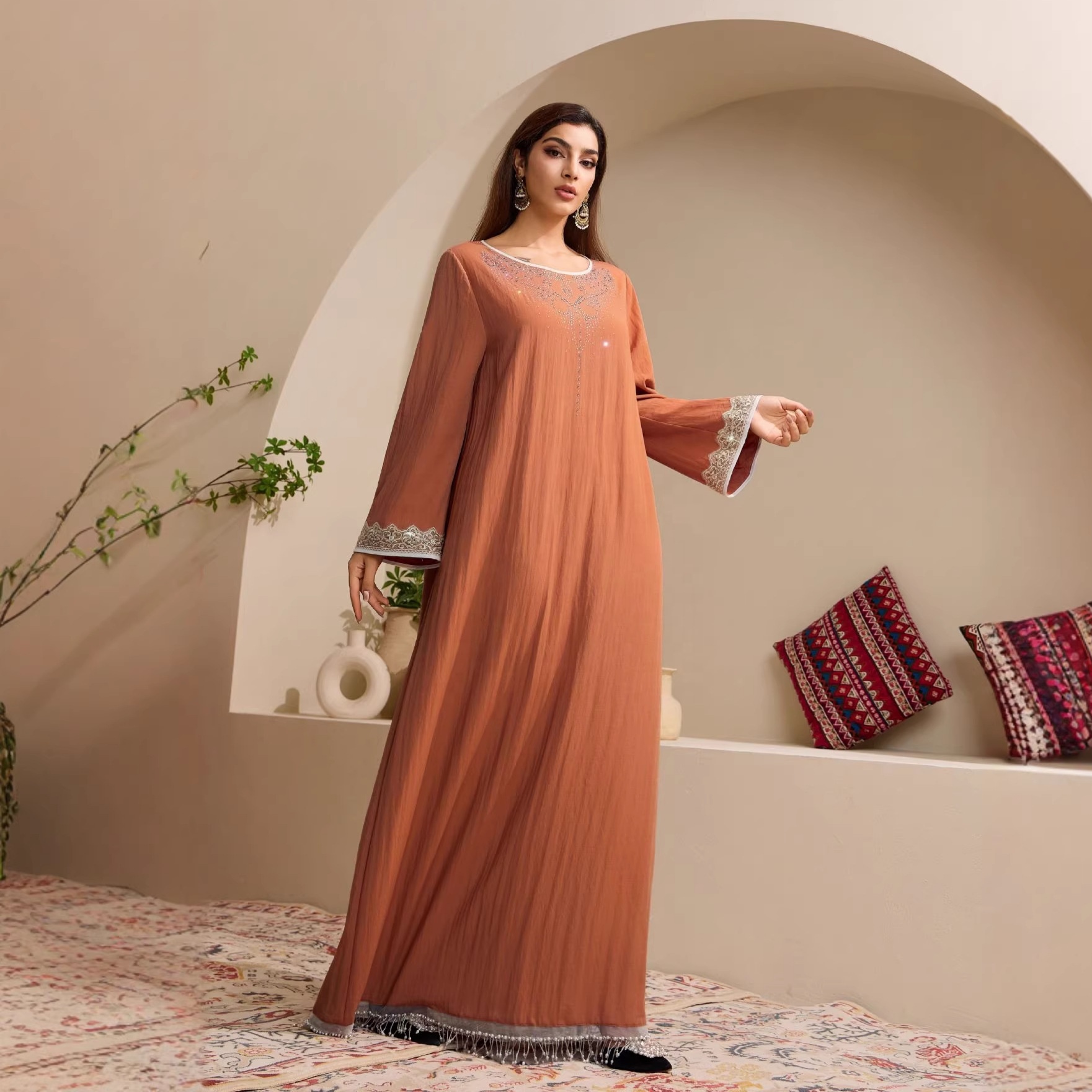 knee length dresses for ladies Green Luxury Dubai Mermaid Evening Dresses with Cape Sleeves SS145 main image 1