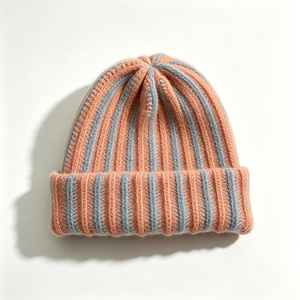 Gorro Unisex de Punto Acanalado a Rayas, Suave, Cálido y Afelpado, con Borde, para Invierno, 100% Acrílico, Gorro ACE, para Uso Diario al Aire Libre - Product Image 4