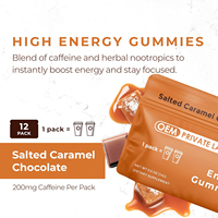 Gomitas de Cafeína con Vitamina B6 para Antes del Entrenamiento, Sabor Caramelo Salado y Chocolate, 100 mg de Cafeína, OEM