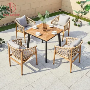 wholesale outdoor garden aluminium frame restaurant tables square durable furniture solid wood dining table