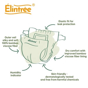 Pañales de Bambú para Bebé Elintree, Naturalmente Orgánicos, <span class=keywords><strong>Precio</strong></span> de Fábrica OEM, Suaves, Hipoalergénicos, Seguros para la Piel del Bebé - Product Image 4