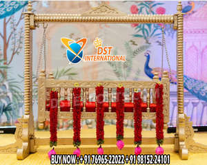 Cuna de Madera de Diseño de Lujo para Ceremonia de Bautismo de Bebé, Cuna de Madera Real India para Ceremonia de Namkaran, EE. UU. - Product Image 4