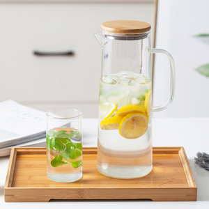 1.4L Pichet D'<span class=keywords><strong>eau</strong></span> Froide/<span class=keywords><strong>Carafe</strong></span>/Cruche de <span class=keywords><strong>Filtre</strong></span> À <span class=keywords><strong>Eau</strong></span> Pichet En Verre Avec Couvercle En Bambou - Product Image 1
