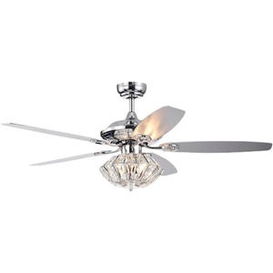 Crystal 220V 52-Inch Decorative LED <b>Ceiling</b> Fan with <b>Light</b> for Bedroom, <b>Remote</b> <b>Control</b> Included - Product Image 1