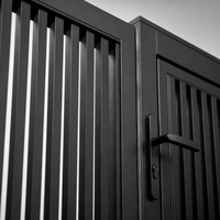 Portail de jardin en alliage d'aluminium de style européen, traité thermiquement, avec un dessus arqué, ignifuge, revêtement en poudre, pour villa