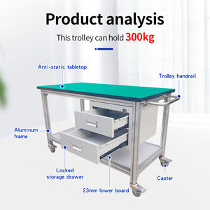 एल्यूमीनियम फ्रेम एएसडी असेंबली लाइन वर्कबेंच ओम अनुकूलित आकार मल्टीफ़ंक्शन ट्रॉली - Product Image 2