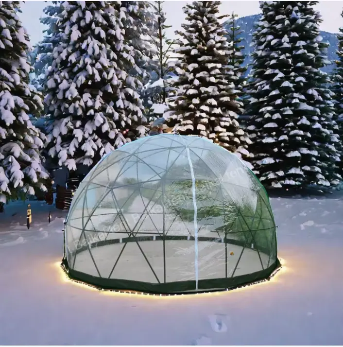 Tienda de campaña al aire libre Cúpula Carpa iglú barata transparente, fiestas de eventos con cubierta de invierno y verano