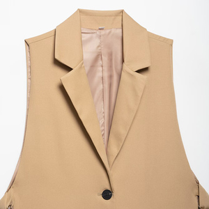 SHENZHU Femme Nouvelle Collection Été 2025 <span class=keywords><strong>Gilet</strong></span> Chic <span class=keywords><strong>Sans</strong></span> Manches Style Vintage avec Fente, Veste <span class=keywords><strong>sans</strong></span> Manches Tendance - Product Image 4